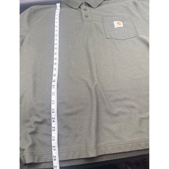 Carhartt Men’s Army Green Loose Fit Short Sleeve Pocket Knit Polo Shirt Sz L - Picture 6 of 7